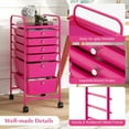 thumbnail image 6 of ZYPPP6-Drawer Rolling Storage Cart, Multifunctional Art Craft Organizer Cart, Mobile Utility Storage Cart with Removable Drawers & Lockable Wheels, Craft Cart for Home Office.-Hot Pink, 6 of 10