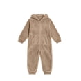 thumbnail image 5 of Cethrio Girls Fleece One-piece Pajamas, Hooded Warm Full Zip Long Sleeve Winter Loungewear Jumpsuit Size 9-10 Years Khaki, 5 of 5