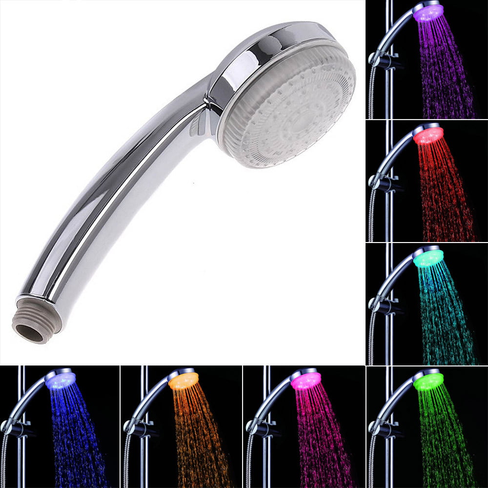 Colorful Head Home Bathroom 7 Colors Changing LED Shower Water Faucet Glow Light 