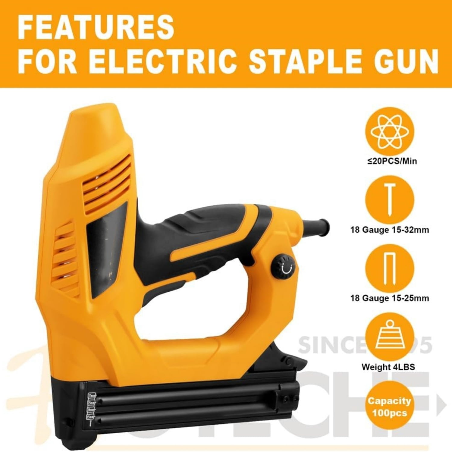 2-in-1 Electric Brad Nailer/Stapler 19/32-Inch to 1-1/4 Inch Staple Gun Power Adjustable Nail Gun with 2000Pcs Brad Nails& Staples for Home Upholstery and Woodworking