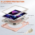 thumbnail image 6 of For iPad Pro 11 inch 2022/2021/2020/2018 Case, 360 Rotatable Handle Stand, Shoulder Strap, Drop-Proof Design, Rose Gold, 6 of 7