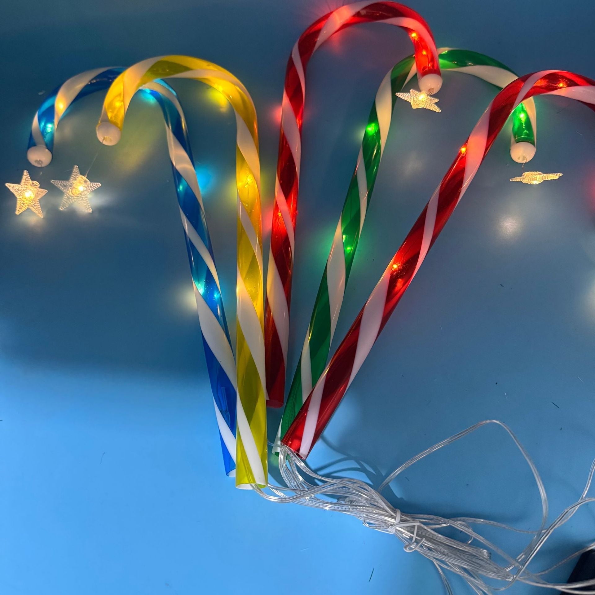 Ktinnead 24 Pack Solar Candy Cane Lights with Stars,Waterproof Pathway Stake Christmas Lights with 8 Colorful Lighting Modes,LED Landscape Lights for Outside Yard Walkway Garden Christmas Decorations
