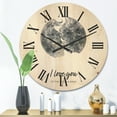 thumbnail image 2 of Designart 'Kiss of Two Lovers In Romantic Moon Shape' Modern Wood Wall Clock, 2 of 5
