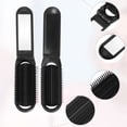 thumbnail image 3 of Unique Bargains 1 Pc Women's Portable Foldable Mirror Comb Travel for Curly Straight Dry Hair Black, 3 of 6