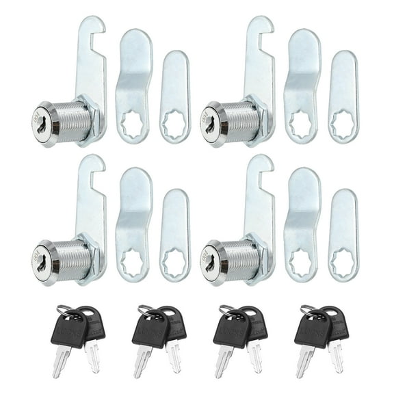 Uxcell 1" Zinc Alloy Cabinet Cam Locks Keyed Different for File Drawer Mailbox, Silver Tone 4 Pack