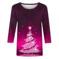 thumbnail image 4 of Luxalzxs Womens 3/4 Sleeve Tops Plus Size Christmas Sparkle Glitter Xmas Tree Print Pullover Tops Fashion Holiday Christmas Clothes, 4 of 5