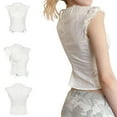 thumbnail image 3 of Women Y2k Fairy Button Shirt Vintage Sleeveless Ruffle Neck Corset Crop Tops E-Girl Harajuku Clothes, 3 of 6