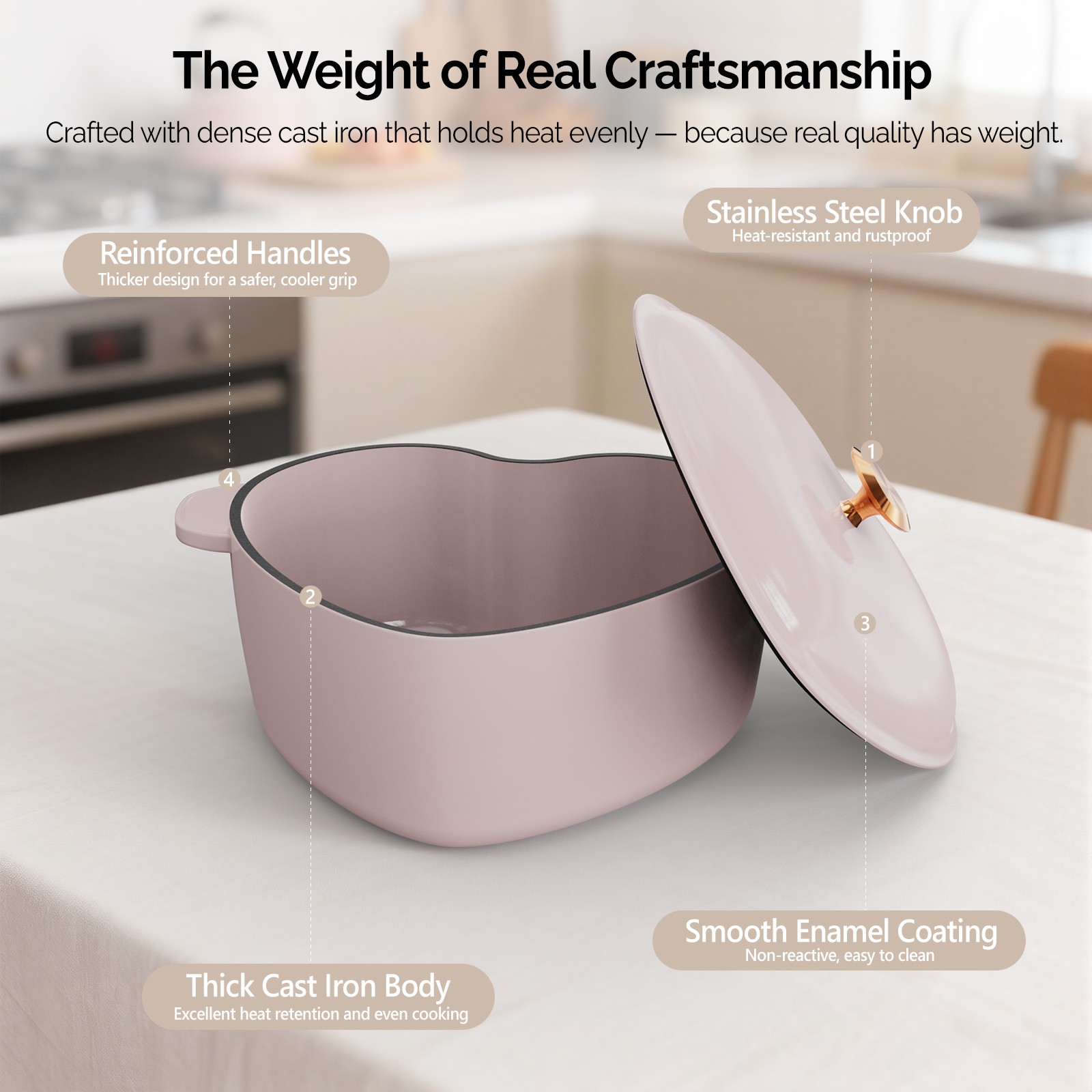 4qt Heart-Shaped Cooking Pot, 24cm Inner Diameter