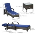 thumbnail image 2 of Dark Blue PE Rattan Patio Lounge Set with Table | 2 Reclining Chaise Chairs - Outdoor Garden Seating for Relaxing & Sunbathing - 78.7” L, 2 of 7