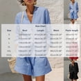 thumbnail image 3 of LEKWK Linen Sets for Women 2 Piece Long Sleeve V Neck Button Down Tops and High Waisted Shorts with Pockets Summer Solid Casual Travel Vacation Sets, 3 of 7