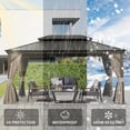 thumbnail image 4 of Backyard Gazebos 12' X 16' Hardtop Gazebo, Upgraded Metal Gazebo with Drainage System, Dual-Layer Galvanized Steel Roof, Curtain and Netting, Outdoor Shelter Canopy for Patio, Garden, and Backyard, B, 4 of 7