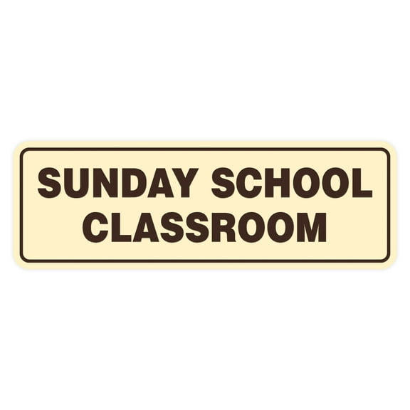 Signs ByLITA Standard Sunday School Classroom Sign (Ivory/Dark Brown) - Large