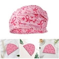 thumbnail image 2 of Elastic Breast Cancers Awareness Brimless Hat for Breast Cancers Soft MultiUse Fashion Bandanas Caps with Ribbon Print, 2 of 9