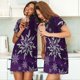 thumbnail image 4 of Fotbe Snowflake Gradient Purple Bata de Dormir para Mujer con Estampado, Camisón de Algodón de Manga Corta, Ropa de Dormir Casual, 4 of 6