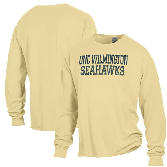 Men's ComfortWash Gold UNC Wilmington Seahawks Garment Dyed Long Sleeve T-Shirt