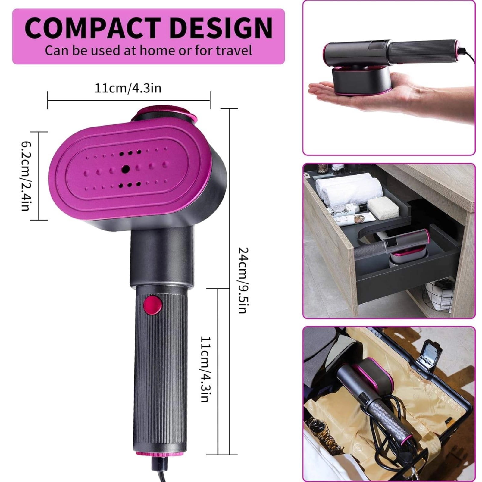 Handheld Steamer Iron,Portable Iron,15s Heat Up,2-in-1 Steamer & Iron for Clothes, Travel Steamer for Home & Business (1000W)