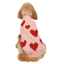 Pet Dog Sweaters Valentines Day Clothes Classic Knitwear Turtleneck Winter Warm Puppy Clothing Cute Heart Doggie Sweater Holiday Apparel for Love of Pet