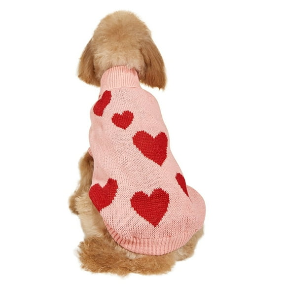 Pet Dog Sweaters Valentines Day Clothes Classic Knitwear Turtleneck Winter Warm Puppy Clothing Cute Heart Doggie Sweater Holiday Apparel for Love of Pet