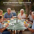 thumbnail image 3 of Round Outdoor Tablecloth with Umbrella Hole and Zipper, Green Palm Leaves Tablecloth with Elastic Waterproof, Summer Botanical Tropical Plants Patio Table Covers for 36" - 44" Picnic Pool Tables, 3 of 9