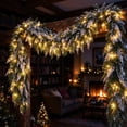 thumbnail image 3 of Clearance! Snow Christmas Norfolk Pine Garland, 6 FT Real Touch Faux Garlands with LED, Christmas Decor, 3 of 7