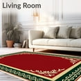 thumbnail image 2 of ODIKA 8'x10' Machine Washable Non-Slip Area Rug, Opulent Interlocking Chainwork Enhanced with Festive Laurel High Traffic Rug with Pad, Red, 604486, 2 of 8