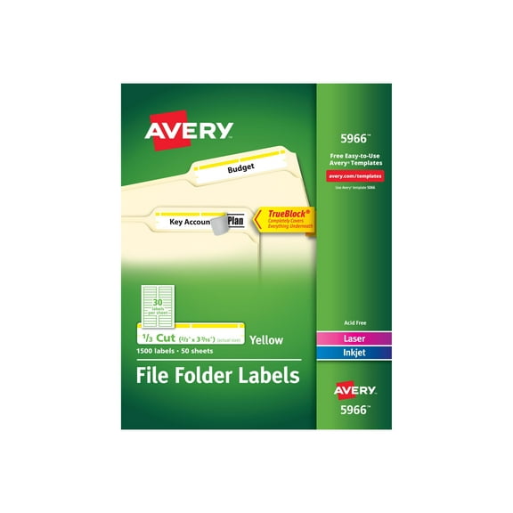 Avery Permanent TrueBlock File Folder Labels with Sure Feed Technology ...