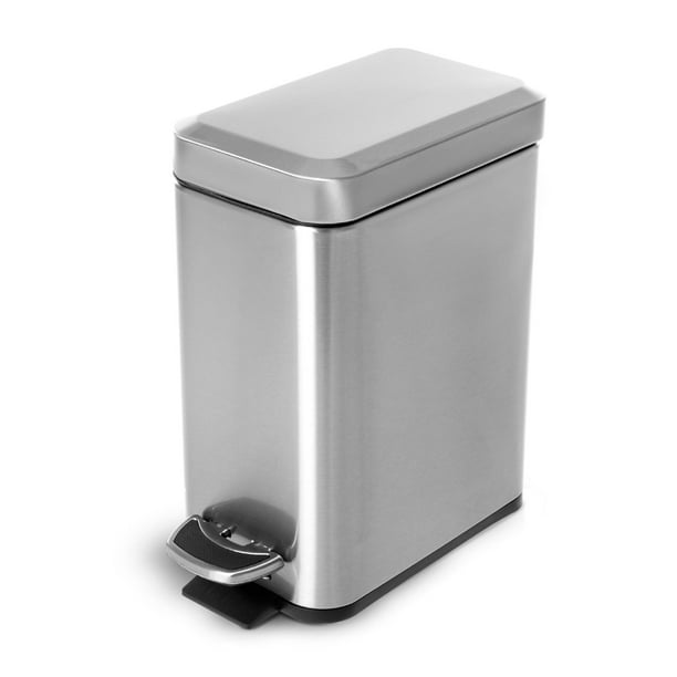 Home Zone Living 1.3 Gallon Bathroom Trash Can, Stainless Steel, 5