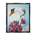 thumbnail image 2 of Stupell Industries Swan Bird Vivid Lotus Flower Blossoms Collage Painting Luster Gray Floating Framed Canvas Print Wall Art, Design by Lisa Morales, 2 of 5