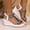 White, variant on Women's Plus Size Glitter Butterfly Wedge Sandals, Thick Sole Shimmer Summer Shoes with Elastic Ankle Strap, Comfortable Footwear for Parties and Casual Wear Brown 41