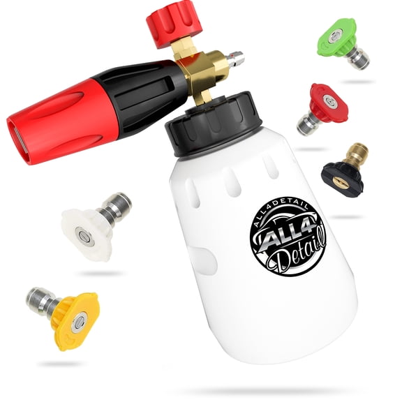 Adjustable Snow Foam Cannon Lance with 1/4 Inch Quick Connector 1 Liter Bottle