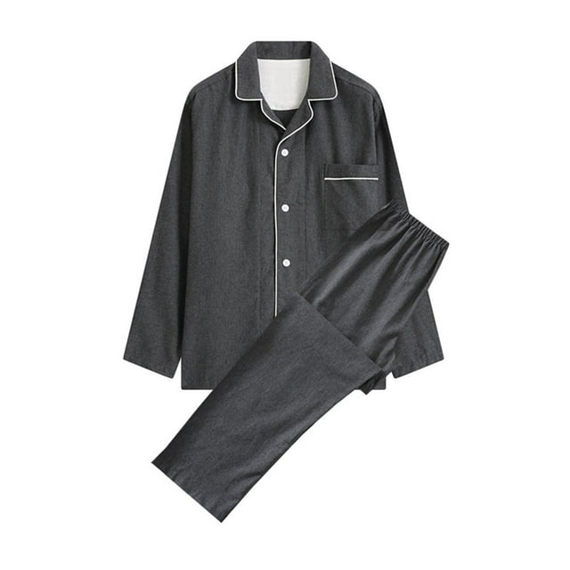 LSLJS Ensembles de Pyjama pour Hommes Décontractés Vêtements d'Intérieur Hauts à Manches Longues Pantalons Col Rabattu Pyjamas de Nuit Ensembles, Vêtements de Nuit pour Hommes Cadeaux pour Hommes