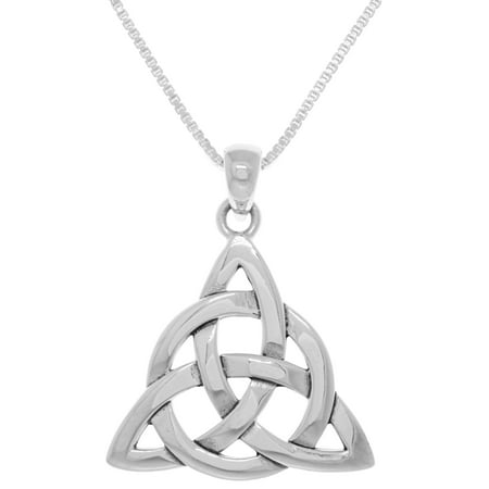 Sterling Silver Celtic Triquetra Circle of Life Pendant on Box Chain Necklace