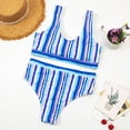 thumbnail image 3 of QLEICOM Womens Swimsuits Tummy Control Plus Size Swimsuit Coverup Multicolor Stripe Bikini Set Push-Up Brazilian Swimwear Beachwear Swimsuit Blue M, 3 of 6