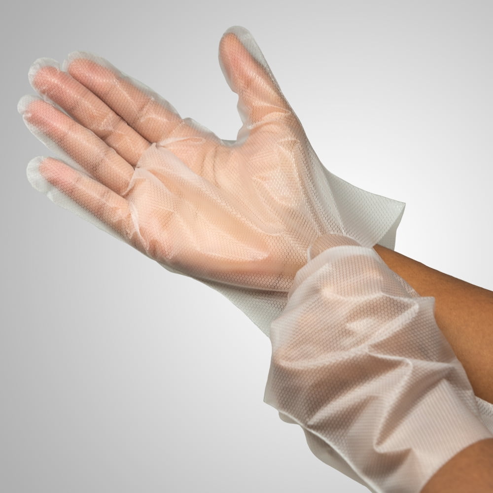 Tronex Premium Textured Synthetic Hybrid Poly Disposable Gloves, Food Safe, Clear, Large (Case of 1000)
