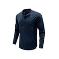 thumbnail image 1 of Sunloudy - Camisa informal de otoño para hombre, color sólido, manga larga, cuello levantado, botones, tops con bolsillo Sunloudy  S M L XL XXL, 1 of 4