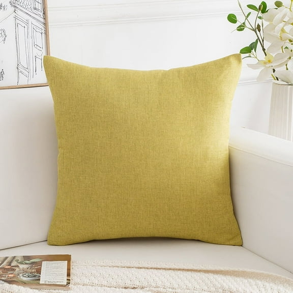 Dtwnek Soft Throw Decorative Pillow Covers Square Solid Cushion Cover Linen Pillow Case with Zipper, 16 x 16 inch