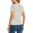 thumbnail image 3 of Blusa vintage de los años 50 para mujer con botones y mangas cortas de lunares XS blanca, 3 of 6