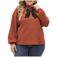 thumbnail image 1 of Ltctricy Women's Plus Size Tops Ribbed Knit Lantern Long Sleeve Mock Neck Fleece Warm Pullover Shirts Fall Winter Clothes(Coffee,3X-Large), 1 of 6