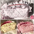 Postuois Cosmetic Bag Large Capacity Zipper Closure Shirring Flower