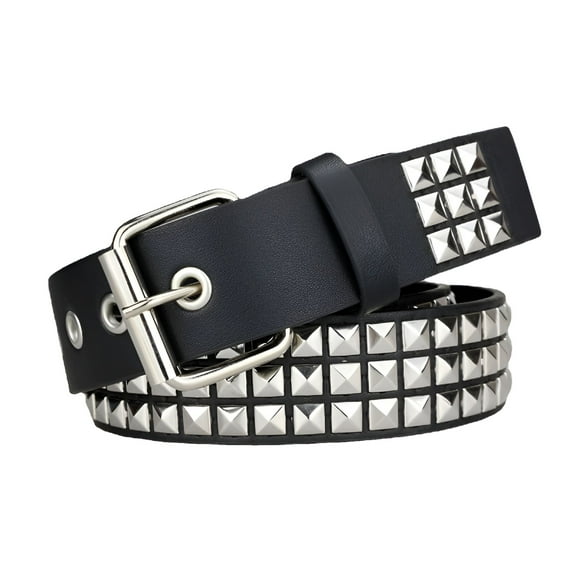 TELOLY Black Pu Leather Belt,Punk Belt,Grunge Belt,Gothic Belt,Emo Belt,Black Studded Belt for Women,Goth Accessories