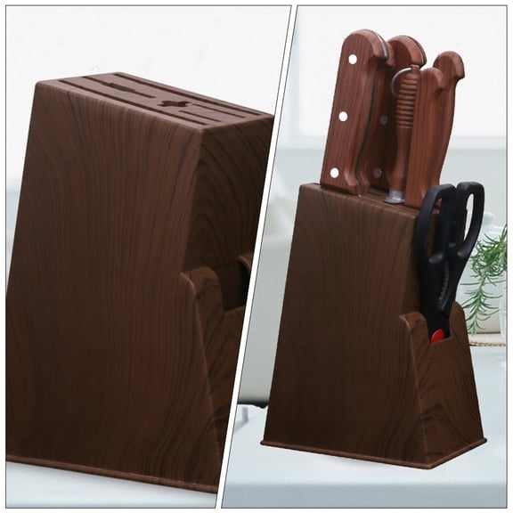 Raindrops 2Pcs Plastic Knives Block Coffee Color with Wide Slots for Kitchen Knives