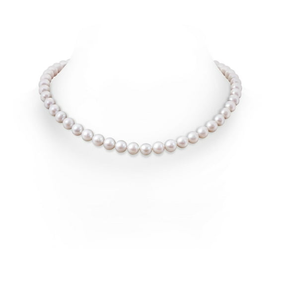 ANGARA 8-9mm, 18" Freshwater Cultured Pearl Single Strand Necklace in 925 Sterling Silver for Women | June Birthstone, Birthday, Anniversary, Jewelry Gift for Women | Natural Pearl Necklace