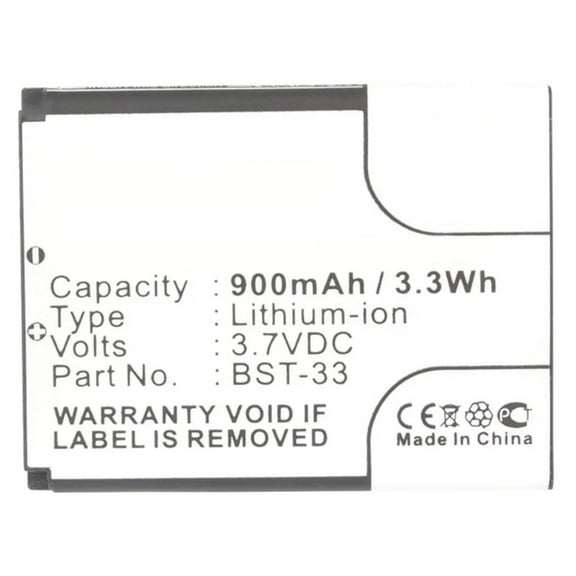Batteries N Accessories BNA-WB-L3654 Cell Phone Battery - Li-Ion, 3.7V, 900 mAh, Ultra High Capacity Battery - Replacement for Sony Ericsson BST-33 Battery