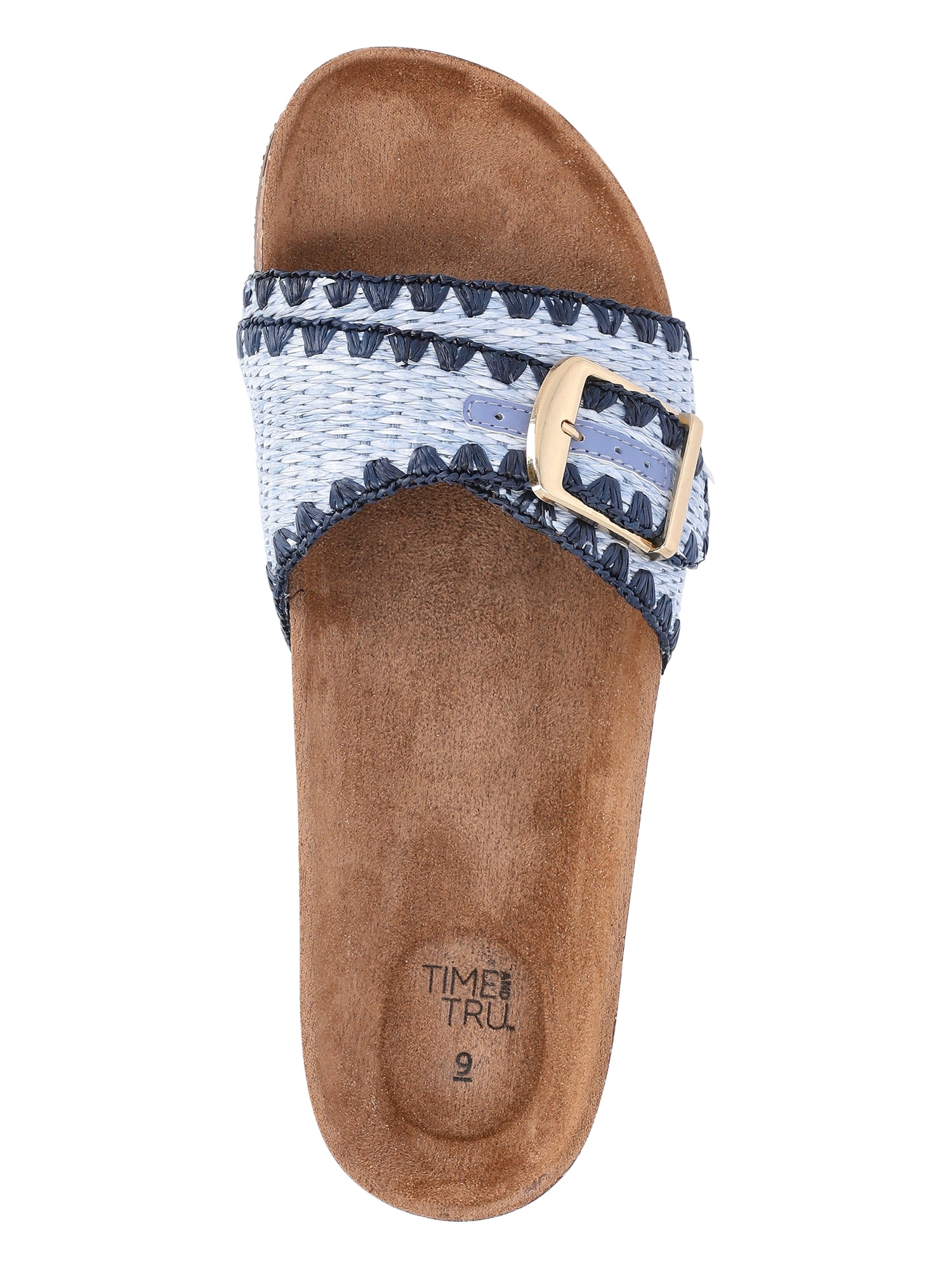 Time and Tru Women's One Buckle Footbed Slide Sandals
