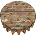 thumbnail image 2 of Fall Round Tablecloth 70 Inch Burnt Orange Pumpkin Wood Plank Table Cloth Autumn Harvest Thanksgiving Holiday Table Covers Polyester Indoor Outdoor Tablecloths for Kitchen Dining Party, 2 of 6