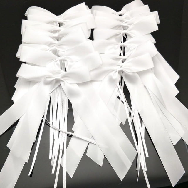 50 lazos delicados para decoración de sillas y coches. (blanco) Lazo de fiesta atado con cortina de gasa