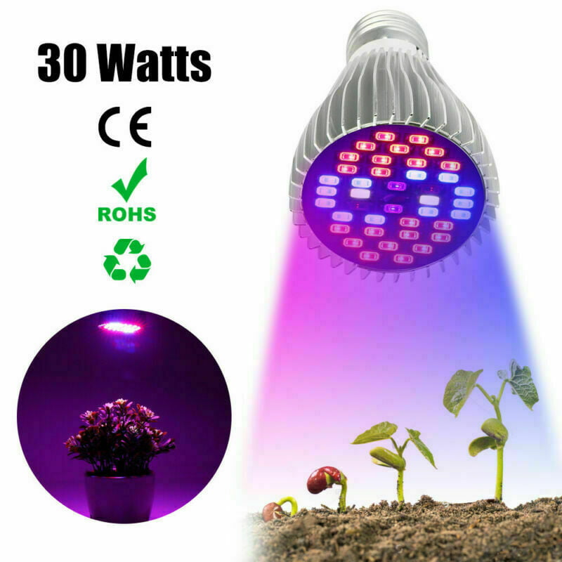 EEIEER Led Grow Light Bulbs Full Spectrum,40 LEDs indoor plant growing lights Lamp for Vegetable Greenhouse Hydroponic 30W E27 Indoor Grow Light 