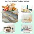thumbnail image 4 of WOBOGO Black Gold Marble Pattern Toy Storage Basket 20×14in Canvas Laundry Hamper for Living Room Kids Room Bathroom Organizer, 4 of 6