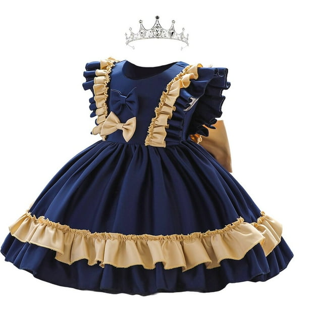 2023, vestido de princesa Lolita para niñas pequeñas, primer año, fiesta de cumpleaños, vestidos de boda, ropa para niños, tutú con lazo, vestido 18-24M (etiqueta 90) Gao Jinjia LED