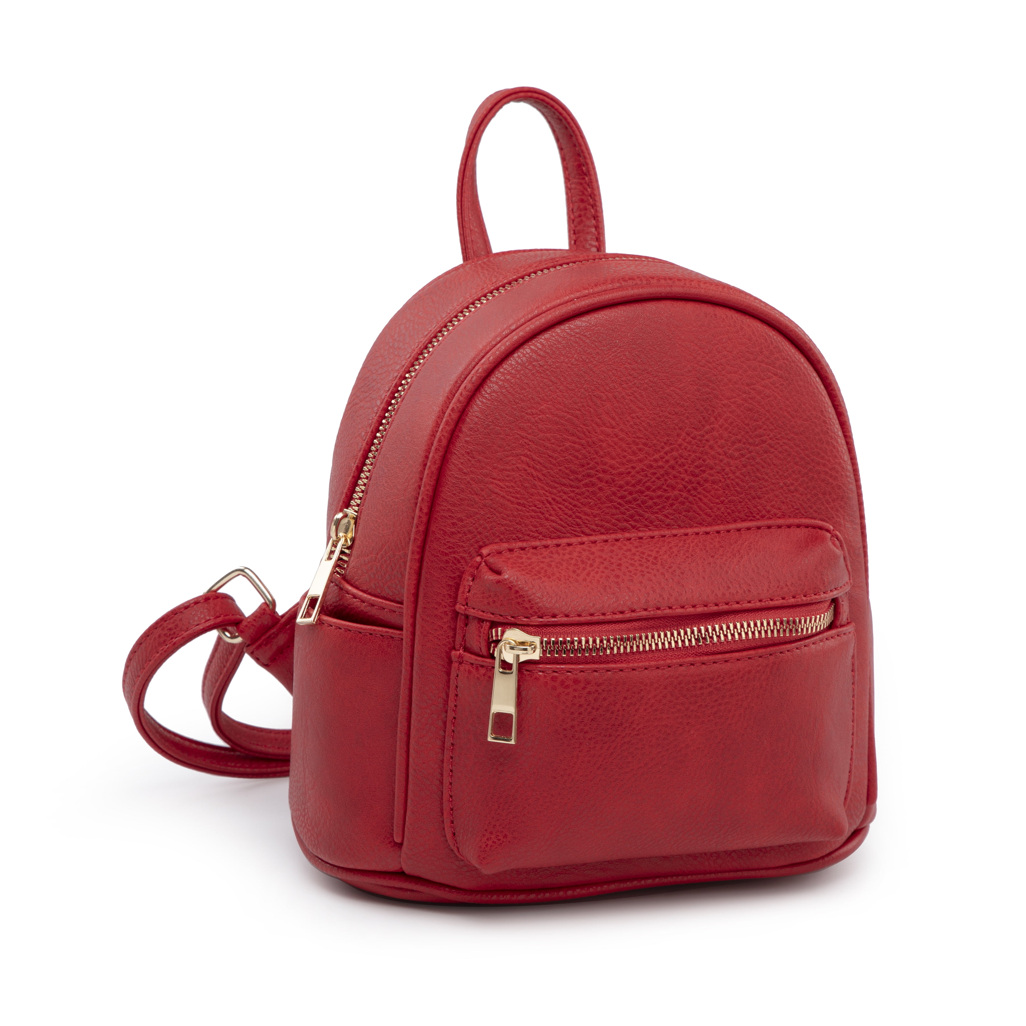 Wine Red Solid Color,Light,Durable,Comfortable Retro Solid Color Faux Leather Womens Travel Casual Backpack Shoulders Bag 